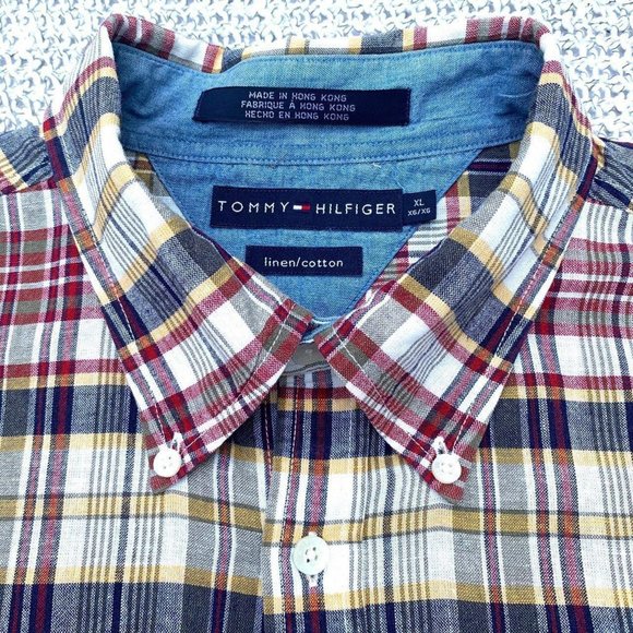 tommy hilfiger vintage 2003 tartan plaid button down sz XL - Picture 3 of 4